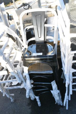 4 BRAND NEW SCRATCH AND DENT! Black Metal Tolix Style Dining Height Chair. 4 Times Your Bid!