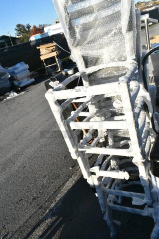6 BRAND NEW SCRATCH AND DENT! Black Metal Ladder Back Dining Height Chair Frame. 6 Times Your Bid!