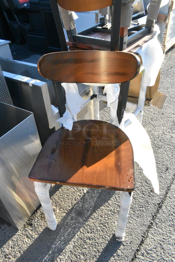 4 BRAND NEW SCRATCH AND DENT! Black Metal Chair w/ Wooden Back Rest and Seat. 3 Dining Height and 1 Bar Height. 4 Times Your Bid! - Image 2 of 2