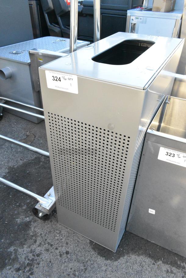 Gray Metal Trash Can Shell. - Image 1 of 2