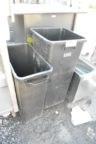 2 Various Black Poly Trash Can. 2 Times Your Bid!