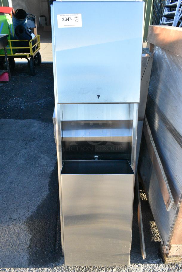 2 BRAND NEW SCRATCH AND DENT! Stainless Steel Wall Mount Trash Can w/ Paper Towel Dispenser. 2 Times Your Bid! - Image 2 of 3