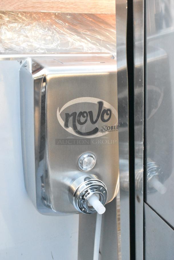 BRAND NEW SCRATCH AND DENT! Regency 600PHS24HC Stainless Steel Space Saver Single Bowl Hot and Cold Portable Hand Sink Cart on Commercial Casters. - Image 3 of 8