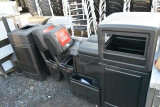 7 Various Items Including 2 Trash Can Shells, 2 Window Washer Fluid Stations, Smokers Outpost. 7 Times Your Bid!