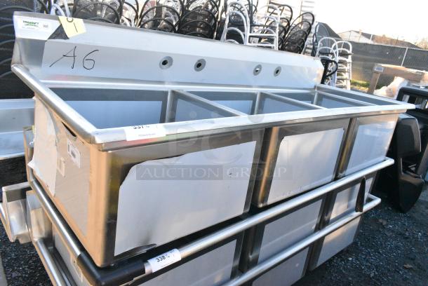 BRAND NEW SCRATCH AND DENT! Regency 600S32424 Stainless Steel 3 Bay Sink. No Legs. - Image 1 of 5