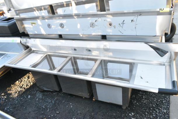 BRAND NEW SCRATCH AND DENT! Regency 600S31515215 Stainless Steel 3 Bay Sink w/ Dual Drain Boards. No Legs. - Image 1 of 5