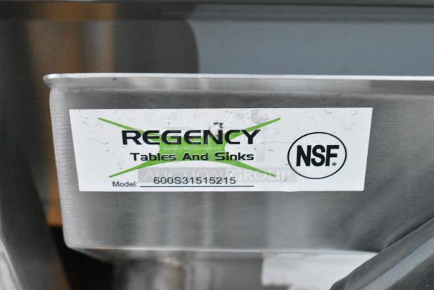 BRAND NEW SCRATCH AND DENT! Regency 600S31515215 Stainless Steel 3 Bay Sink w/ Dual Drain Boards. No Legs. - Image 5 of 5