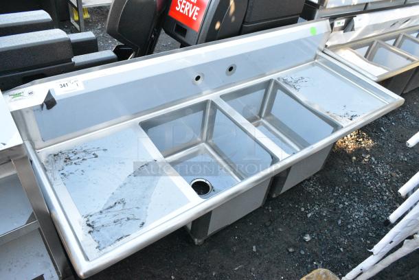 BRAND NEW SCRATCH AND DENT! Regency 600S21620218 Stainless Steel 2 Bay Sink w/ Dual Drain Boards. No Legs. - Image 1 of 4