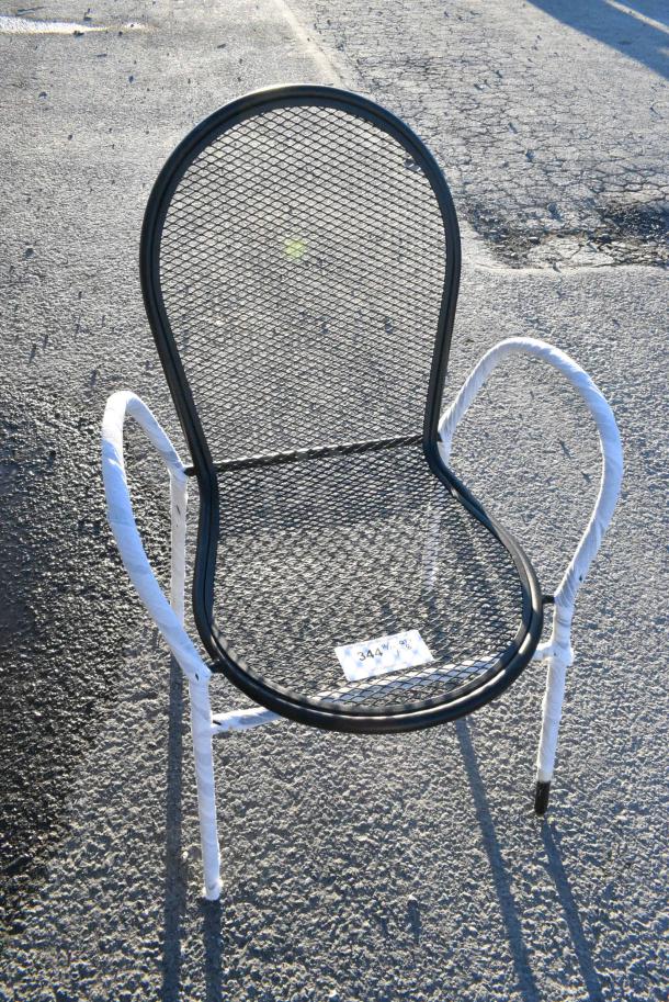 18 BRAND NEW SCRATCH AND DENT! Black Metal Mesh Patio Chair w/ Arm Rests. 18 Times Your Bid! - Image 2 of 2