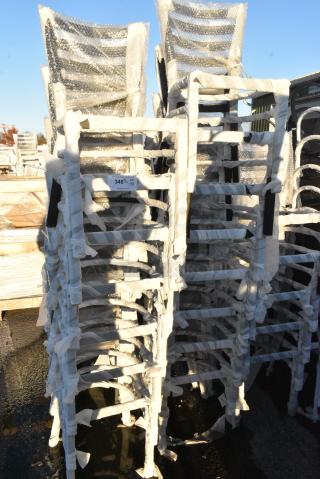 34 BRAND NEW SCRATCH AND DENT! Black Metal Ladder Back Dining Height Chair. 34 Times Your Bid!