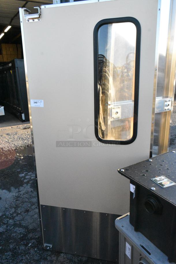 BRAND NEW SCRATCH AND DENT! Swinging Kitchen Door w/ Window. - Image 1 of 3