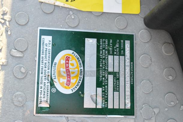 BRAND NEW SCRATCH AND DENT! Canplas 3950A04 Metal Commercial Grease Trap. - Image 3 of 3