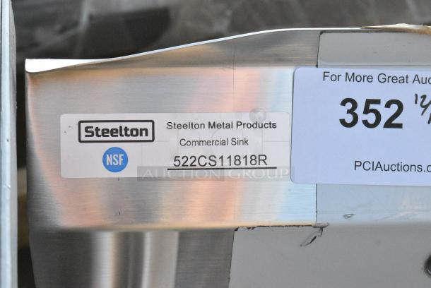 BRAND NEW SCRATCH AND DENT! Steelton 522CS11818R Stainless Steel Single Bay Sink w/ Right Side Drain Board. - Image 4 of 4