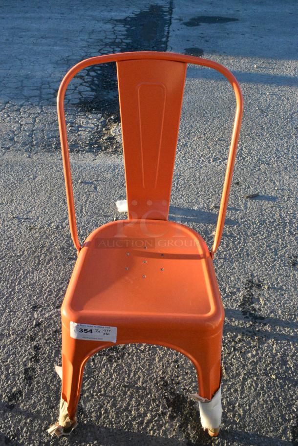 10 BRAND NEW SCRATCH AND DENT! Metal Dining Height Tolix Style Chair; 2 Orange and 8 Blue. 10 Times Your Bid! - Image 2 of 2