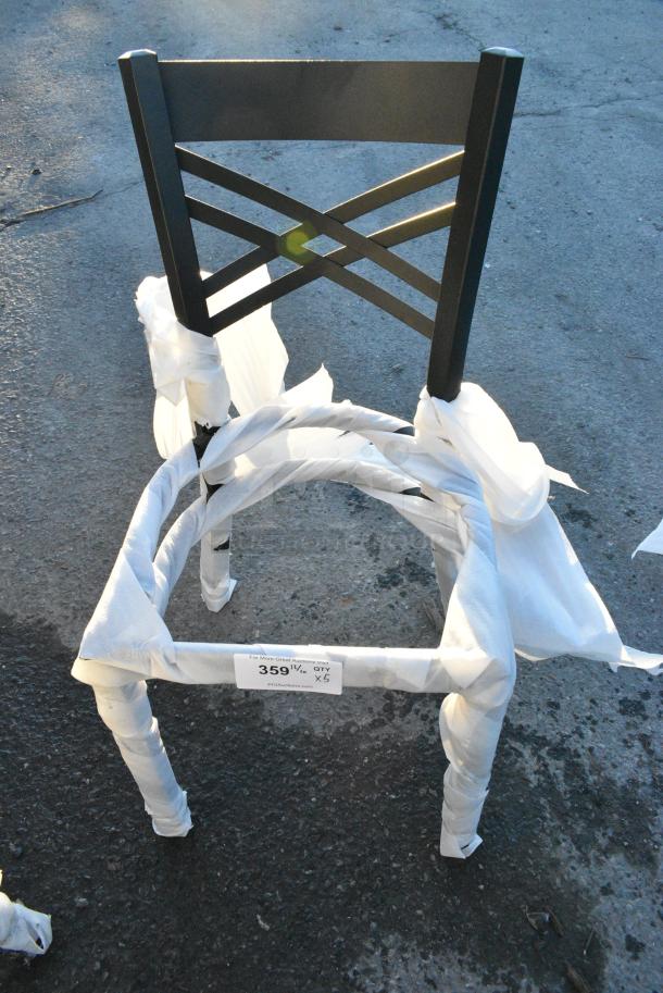 5 BRAND NEW SCRATCH AND DENT! Black Metal Dining Height Cross Back Chair Frame. 5 Times Your Bid! - Image 1 of 2