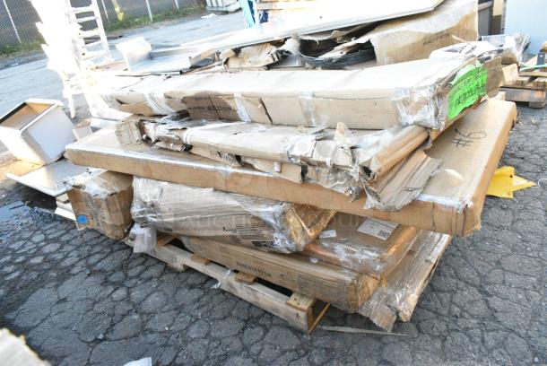 10 BRAND NEW SCRATCH AND DENT! Items Including Regency 460SS2442 Spec Line 24" x 42" NSF Stainless Steel Solid Shelf, Regency 600ES3030GK 30" x 30" 16 Gauge Stainless Steel Equipment Stand with Galvanized Undershelf and Casters, 177AOGT3627 35 7/8" x 27" x 4" Add-On 6 Burner Griddle Top, Regency 600T2484G 24" x 84" 18-Gauge 304 Stainless Steel Commercial Work Table with Galvanized Legs and Undershelf. 10 Times Your Bid! - Image 1 of 6