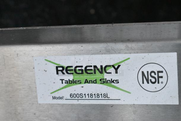 BRAND NEW SCRATCH AND DENT! Regency 600S1181818L Stainless Steel Single Bay Sink w/ Left Side Drain Board. Bay 18x18x14. Drain Board 16x20 - Image 5 of 5