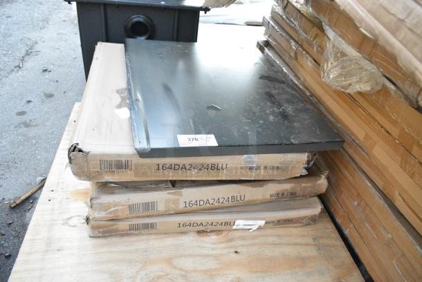 5 BRAND NEW SCRATCH AND DENT! Items Including 3 164DA2424BLU Lancaster Table & Seating Alloy Series 24" x 24" Blue Quartz Standard Height Outdoor Table and Tabletop. 5 Times Your Bid! - Image 1 of 3