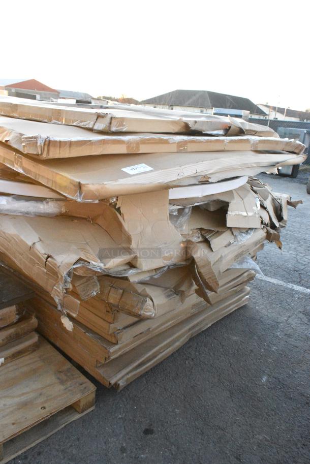 23 BRAND NEW SCRATCH AND DENT! 384YCZ60RND Lancaster Table & Seating 60" Round Heavy-Duty Granite White Plastic Folding Table. 23 Times Your Bid! - Image 1 of 9