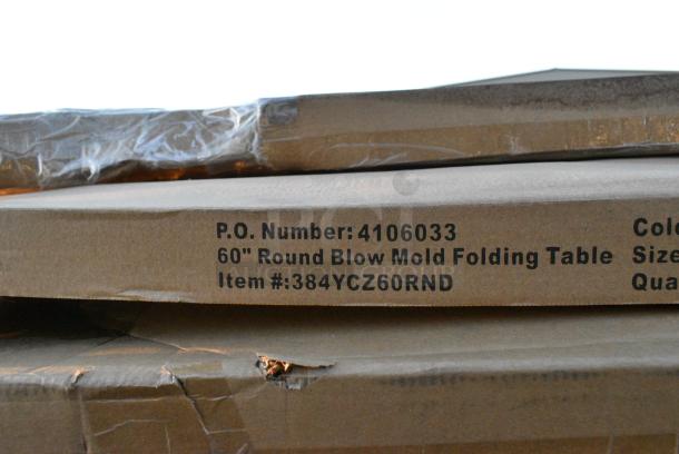 23 BRAND NEW SCRATCH AND DENT! 384YCZ60RND Lancaster Table & Seating 60" Round Heavy-Duty Granite White Plastic Folding Table. 23 Times Your Bid! - Image 3 of 9