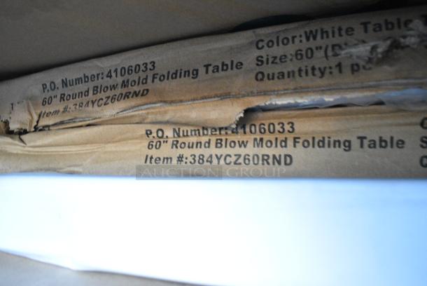 23 BRAND NEW SCRATCH AND DENT! 384YCZ60RND Lancaster Table & Seating 60" Round Heavy-Duty Granite White Plastic Folding Table. 23 Times Your Bid! - Image 6 of 9