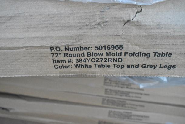 23 BRAND NEW SCRATCH AND DENT! 384YCZ60RND Lancaster Table & Seating 60" Round Heavy-Duty Granite White Plastic Folding Table. 23 Times Your Bid! - Image 7 of 9