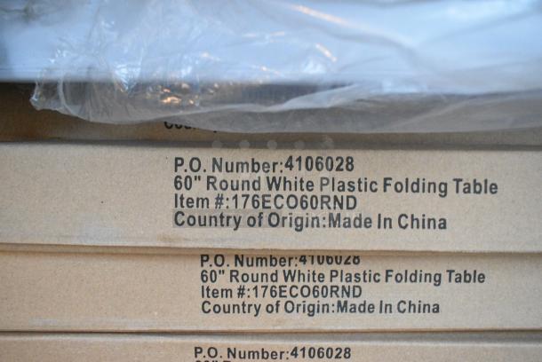 23 BRAND NEW SCRATCH AND DENT! 384YCZ60RND Lancaster Table & Seating 60" Round Heavy-Duty Granite White Plastic Folding Table. 23 Times Your Bid! - Image 8 of 9