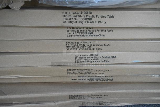 23 BRAND NEW SCRATCH AND DENT! 384YCZ60RND Lancaster Table & Seating 60" Round Heavy-Duty Granite White Plastic Folding Table. 23 Times Your Bid! - Image 9 of 9