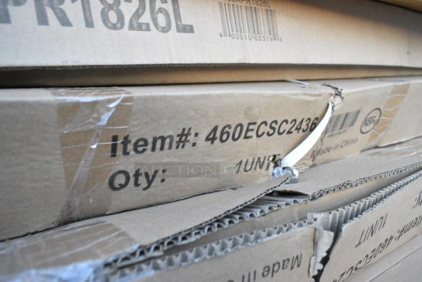 24 BRAND NEW SCRATCH AND DENT! Items Including SS-709-T Shortening Shuttle, 109APR1826L Regency 20 Pan Side Load Bun / Sheet Pan Rack - Unassembled, 460ECSC2436 Regency NSF Chrome Wire Security Cage - 24" x 36" x 61", 465B2472KE5 Steelton 24" x 72" NSF Black Epoxy 5-Shelf Kit with 72" Posts, 600WS1872HD Regency 16 Gauge Stainless Steel 18" x 72" Heavy-Duty Wall Shelf, 522ETSG2460 Steelton 24" x 60" 18 Gauge 430 Stainless Steel Work Table with Undershelf, 522ETSG24602 Steelton 24" x 60" 18 Gauge 430 Stainless Steel Work Table with Undershelf and 2" Rear Upturn, 600WS1884HD Regency 16 Gauge Stainless Steel 18" x 84" Heavy Duty Wall Shelf. 24 Times Your Bid! - Image 5 of 12