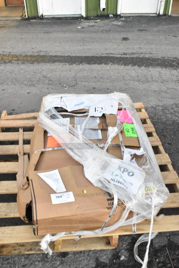 BRAND NEW SCRATCH AND DENT! Lot of Various Items Including 434DC963684T Hallowell 36" x 96" x 84" Tan Heavy-Duty Double Rivet 4-Shelf Boltless Shelving, No Decking, 2480 lb unit capacity. - Image 2 of 4