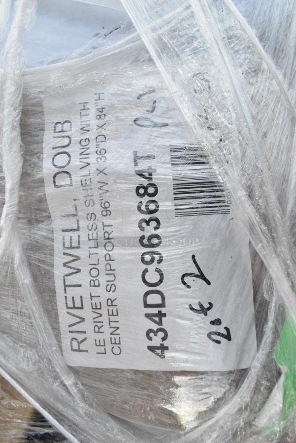 BRAND NEW SCRATCH AND DENT! Lot of Various Items Including 434DC963684T Hallowell 36" x 96" x 84" Tan Heavy-Duty Double Rivet 4-Shelf Boltless Shelving, No Decking, 2480 lb unit capacity. - Image 3 of 4