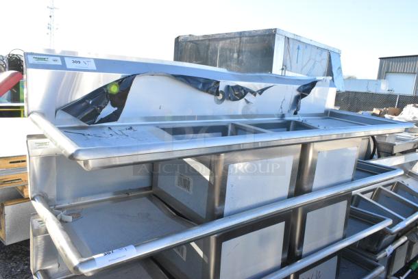 BRAND NEW SCRATCH AND DENT! Regency 600S21717218 Stainless Steel 3 Bay Sink w/ Dual Drain Boards. No Legs. - Image 1 of 5