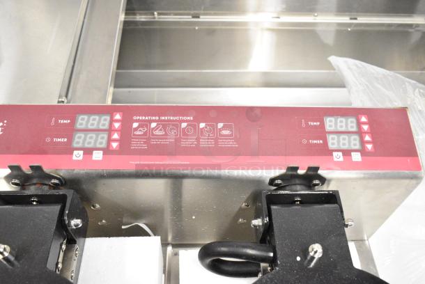 BRAND NEW SCRATCH AND DENT! 2024 Estella 348WSMX2A Stainless Steel Commercial Countertop Double Waffle Maker. 120 Volts, 1 Phase. Tested and Left Side is Working But Right Side Displays Error Code - Image 9 of 10