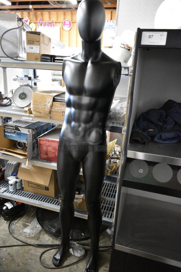 BRAND NEW SCRATCH AND DENT!  Black Poly Male Mannequin - Image 1 of 4