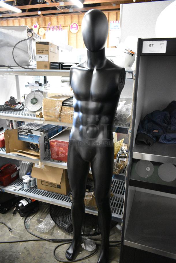 BRAND NEW SCRATCH AND DENT!  Black Poly Male Mannequin - Image 4 of 4