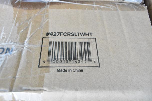 18 BRAND NEW SCRATCH AND DENT! 427FCRSLTWHT Lancaster Table & Seating White Resin Folding Chair with Slatted Seat. 18 Times Your Bid! - Image 3 of 6