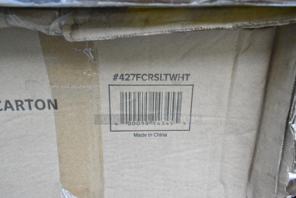 18 BRAND NEW SCRATCH AND DENT! 427FCRSLTWHT Lancaster Table & Seating White Resin Folding Chair with Slatted Seat. 18 Times Your Bid! - Image 4 of 6