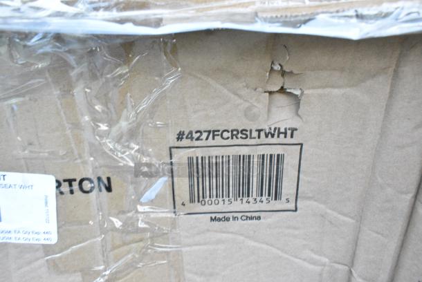 18 BRAND NEW SCRATCH AND DENT! 427FCRSLTWHT Lancaster Table & Seating White Resin Folding Chair with Slatted Seat. 18 Times Your Bid! - Image 5 of 6