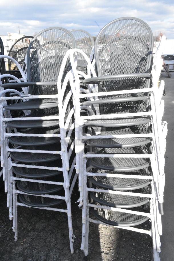 32 BRAND NEW SCRATCH AND DENT! Gray Metal Mesh Patio Chair w/ Arm Rests. 32 Times Your Bid! - Image 1 of 1