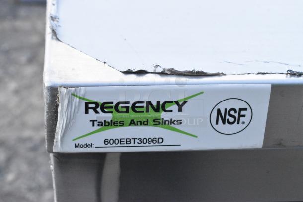 Regency 600EBT3096D 30" x 96" 16 Gauge Type 304 Stainless Steel Enclosed Base Table with Sliding Doors and Adjustable Midshelf - Image 6 of 6