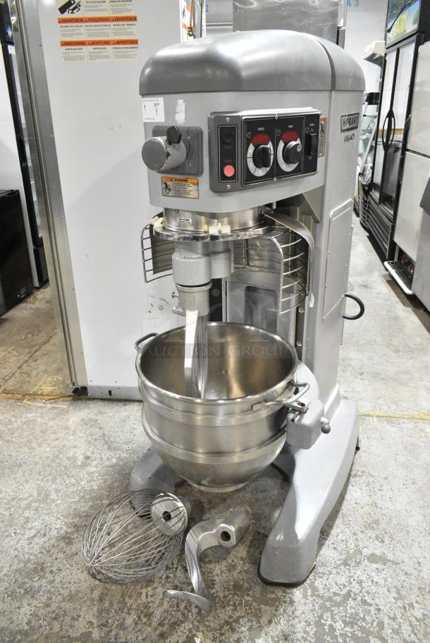 Hobart Legacy HL600 Metal Commercial Floor Style 60 Quart Planetary Dough Mixer w/ Stainless Steel Mixing Bowl, Bowl Guard, Dough Hook, Paddle and Whisk Attachments. 200-240 Volts, 1/3 Phase. - Image 1 of 7