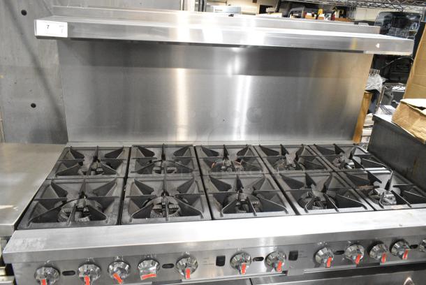 BRAND NEW SCRATCH AND DENT! 2024 Cooking Performance Group CPG 351CC60N Stainless Steel Commercial Floor Style Natural Gas Powered 10 Burner Range w/ 2 CONVECTION Ovens, Over Shelf and Back Splash. 364,000 BTU. - Image 3 of 10