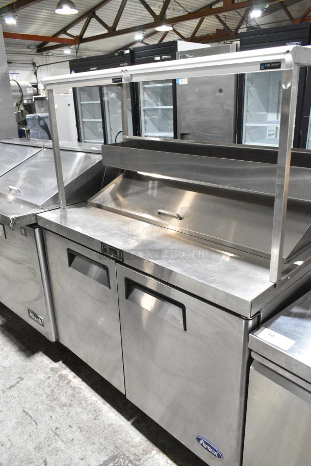 2018 Atosa MSF8302GR Stainless Steel Commercial Sandwich Salad Prep Table Bain Marie Mega Top w/ Over Shelves on Commercial Casters. 115 Volts, 1 Phase. Tested and Working! - Image 1 of 6