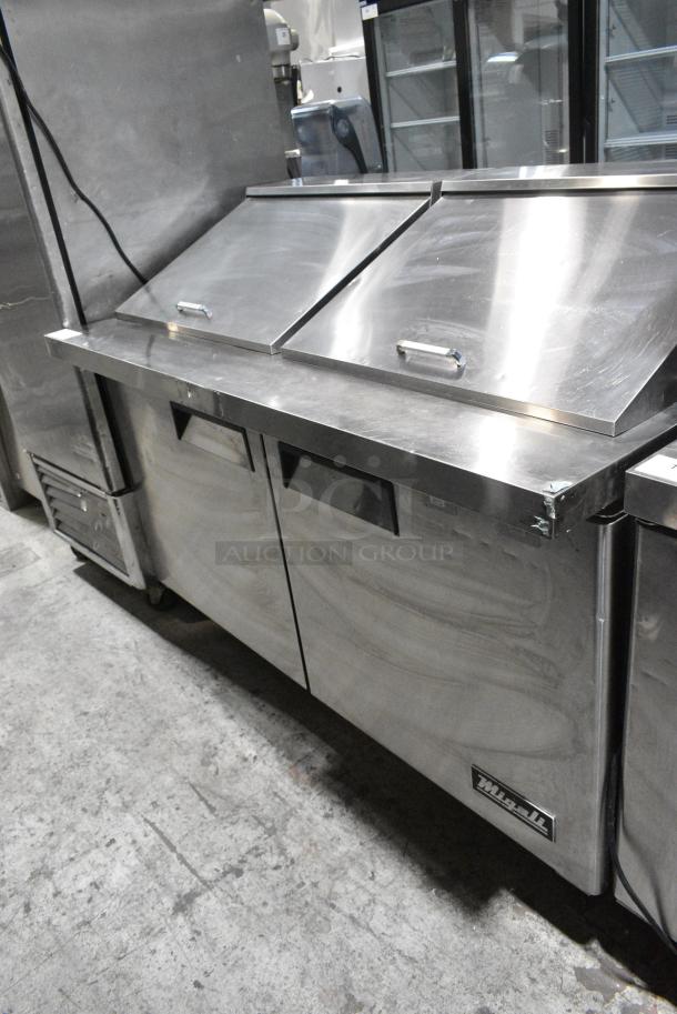 2017 Migali C-SP60-24BT-HC Stainless Steel Commercial Sandwich Salad Prep Table Bain Marie Mega Top on Commercial Casters. 115 Volts, 1 Phase. Tested and Powers On But Does Not Get Cold - Image 1 of 5