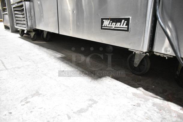 2017 Migali C-SP60-24BT-HC Stainless Steel Commercial Sandwich Salad Prep Table Bain Marie Mega Top on Commercial Casters. 115 Volts, 1 Phase. Tested and Powers On But Does Not Get Cold - Image 4 of 5