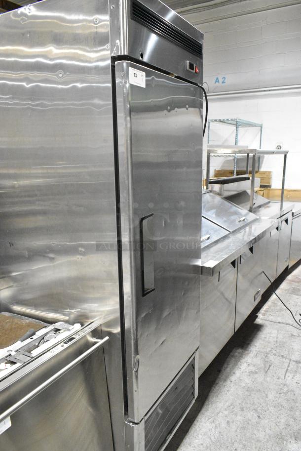 2017 Atosa MBF8505 Stainless Steel Commercial Single Door Reach In Cooler w/ Poly Coated Racks on Commercial Casters. 115 Volts, 1 Phase. Tested and Working! - Image 2 of 6