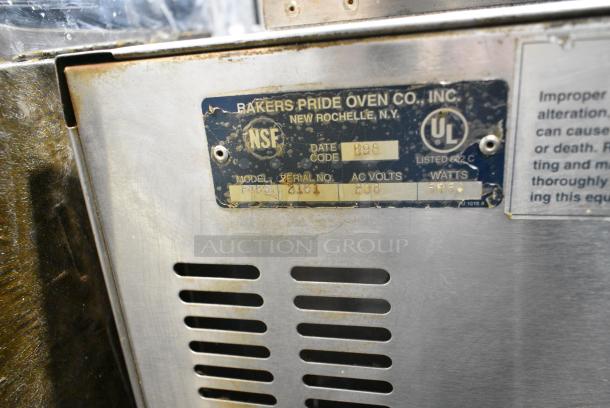 Bakers Pride P46S Stainless Steel Countertop 2 Deck Pizza Oven w/ Broken Cooking Stones. See Pictures for Unattached Door. 208 Volts, 1 Phase. - Image 3 of 7