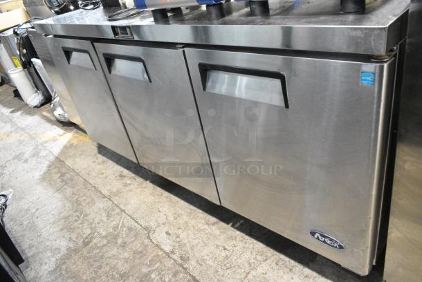 Atosa MGF8404 Stainless Steel Commercial 3 Door Undercounter Cooler on Commercial Casters. 115 Volts, 1 Phase. Tested and Powers On But Does Not Get Cold - Image 1 of 9