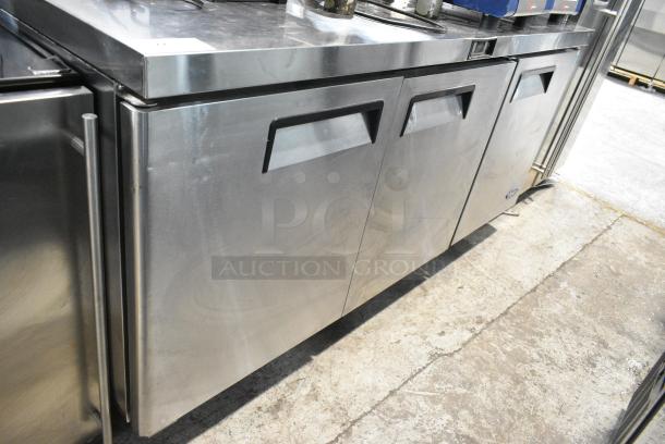 Atosa MGF8404 Stainless Steel Commercial 3 Door Undercounter Cooler on Commercial Casters. 115 Volts, 1 Phase. Tested and Powers On But Does Not Get Cold - Image 3 of 9