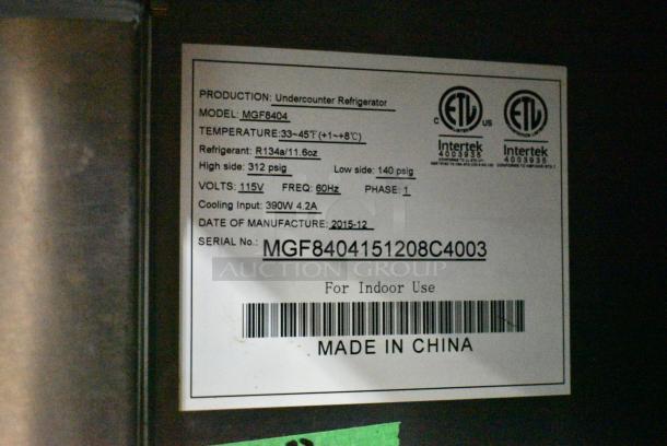 Atosa MGF8404 Stainless Steel Commercial 3 Door Undercounter Cooler on Commercial Casters. 115 Volts, 1 Phase. Tested and Powers On But Does Not Get Cold - Image 9 of 9